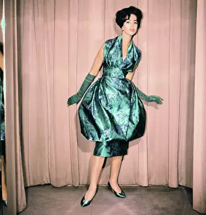 Fashion Model Wearing Evening Dress by Norman Hartnell