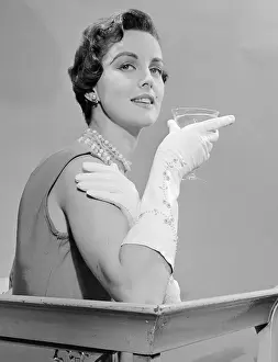 Womens Fashion Prints: Fashion Model Wearing Evening Gloves by Viola Weinberger