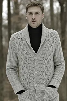 Dark Blond Prints: Fashion shot of a man in a cardigan