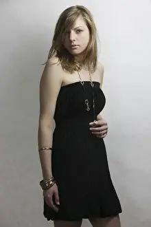 Bracelet Prints: Fashion, young woman with dress and necklace