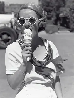 Enjoyment Prints: Fashionable Actress Bette Davis Eating Ice Cream