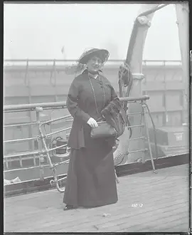 Fashionable Female Socialite Posing on Ship Deck