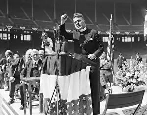 Podium Prints: Father Coughlin Addresses Cleveland Rally