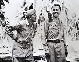 Shoulder Prints: Father Gehring and Barney Ross with Birds