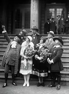 Broadway Prints: Father Knickerbocker Pointing Out Features to Beauty Queens