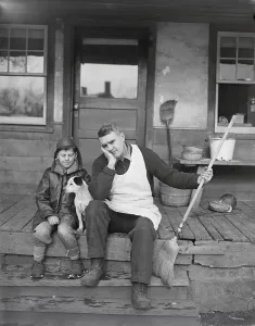 Flemington Prints: Father and Son Lounging Outdoors