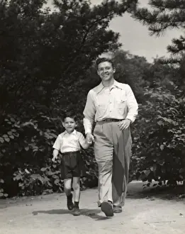 Father walking with son