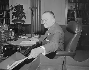 F.B.I. Director J. Edgar Hoover Working at his Desk