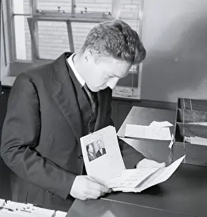 Criminology Prints: FBI Expert Examining Fingerprint Records