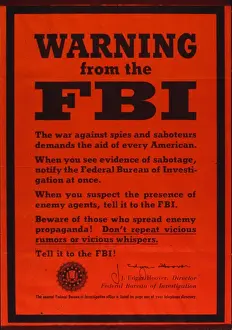 America In Conflict Prints: FBI Poster