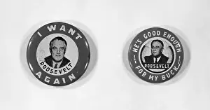 Button Prints: Two FDR Campaign Buttons W/Portraits