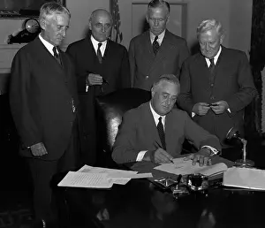 Democrat Prints: FDR Signs Draft Bill