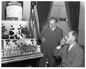 Organization Presidents Prints: FDR Tastes His Birthday Cake