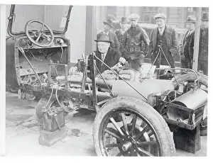 Hydraulics Prints: FE Kenney with His Auto Motor Operated by Compressed Air