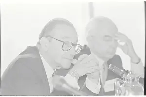 Federal Reserve Chairman Alan Greenspan and Banker at Press Conference