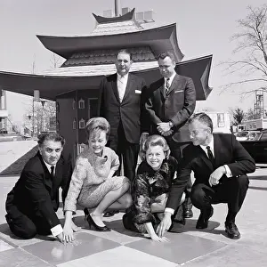 Worlds Fair Prints: Federico Fellini and Wife Press Hands in Concrete
