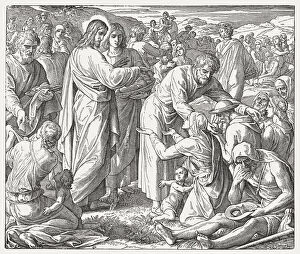 Images Dated 18th July 2018: Feeding of the Five Thousand (John 6, 1-15), published 1890