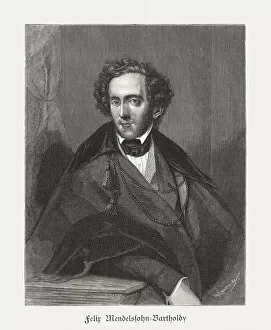 Felix Mendelssohn Bartholdy (1809-1847), German composer, wood engraving, published 1885