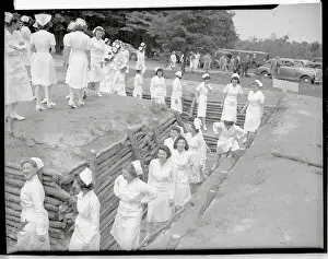 Fort Dix Prints: Female Army Nurses Entering Trenches During Gas Tests