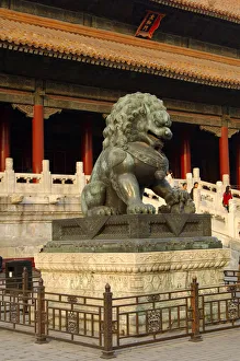 Beijing Gallery: Female bronze lion, Forbidden City, Beijing China