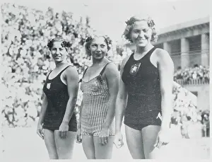 Female Champion Swimmers Posing Together