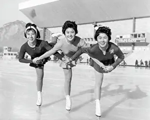 Olympia Prints: Three female figure skaters from Japan 1964