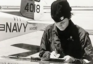Pensacola Prints: Female Flyer in Front of Plane