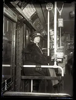Trolley Prints: Female Streetcar Conductor Seated