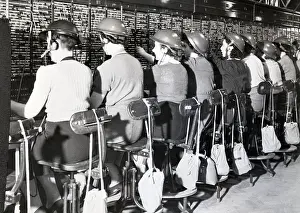 Air Raid Prints: Female Telephone Operators, W/Helmets