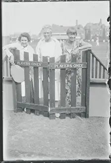Browne Prints: Female Tennis Champions Posing by Fence