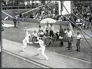 Mens Event Prints: Fencing Event at 1936 Summer Olympics
