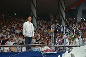 Ferdinand Edralin Marcos Prints: Ferdinand E. Marcos Speaking to Crowd