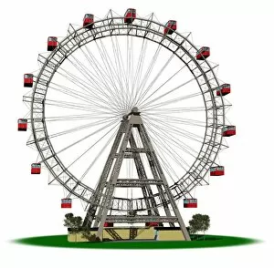 Images Dated 16th March 2006: Ferris wheel with red cars, front view