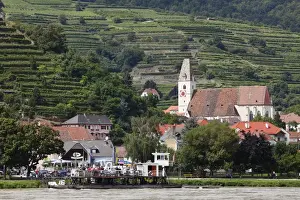 Lower Prints: Ferry on the Danube, Spitz, Wachau, Waldviertel, Lower Austria, Austria, Europe