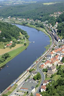 Preserve Collection: Festung Koenigstein fortress on the river Elbe, overlooking the town of Koenigstein