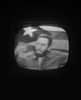 Fidel Castro in Front of Cuban Flag