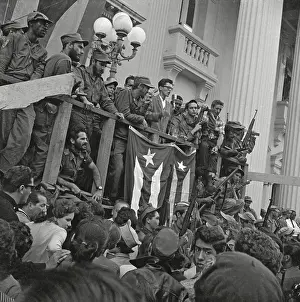 Fidel Castro and Dignitaries on Podium during March to Havana Ceremony