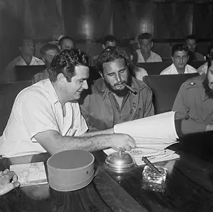 Fidel Castro Examining Sugar Cane Contract