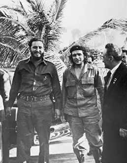 Fidel Castro and Friends Standing in Garden