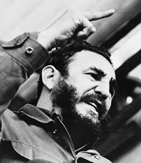 Fidel Castro Gesturing with Finger