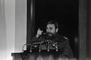 Fidel Castro Gesturing at Podium