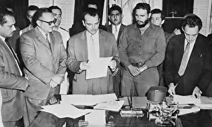 Fidel Castro with Manuel Urrutia and Jose Alberto Naranjo