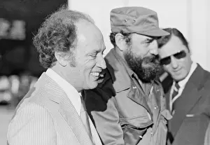 Fidel Castro in Military Attire Standing Next to Pierre Trudeau