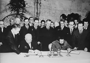 Fidel Castro and Nikita Khrushchev Signing Trade Agreement