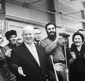 Fidel Castro Posing With Russian Officials