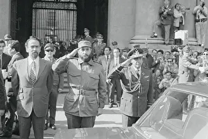Fidel Castro Saluting on His Arrival to Meet Salvador Allende