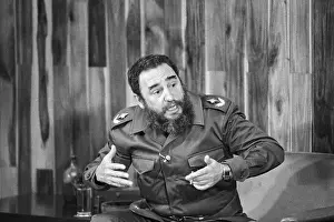 Fidel Castro Seated At News Conference