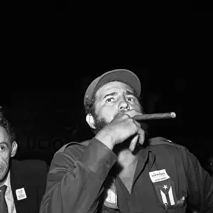 Fidel Castro Smoking a Cigar