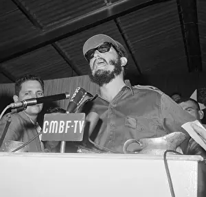 Fidel Castro Speaking at CMBF Television Podium