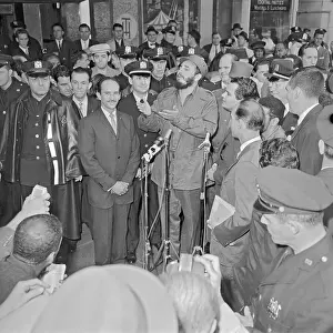 Fidel Castro Speaking to a Group of People